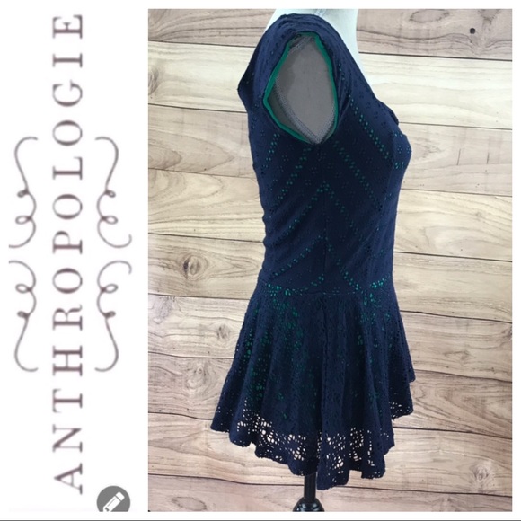 💕SALE💕 Anthropologie 9-h15 Blue Lace Top - Picture 5 of 8